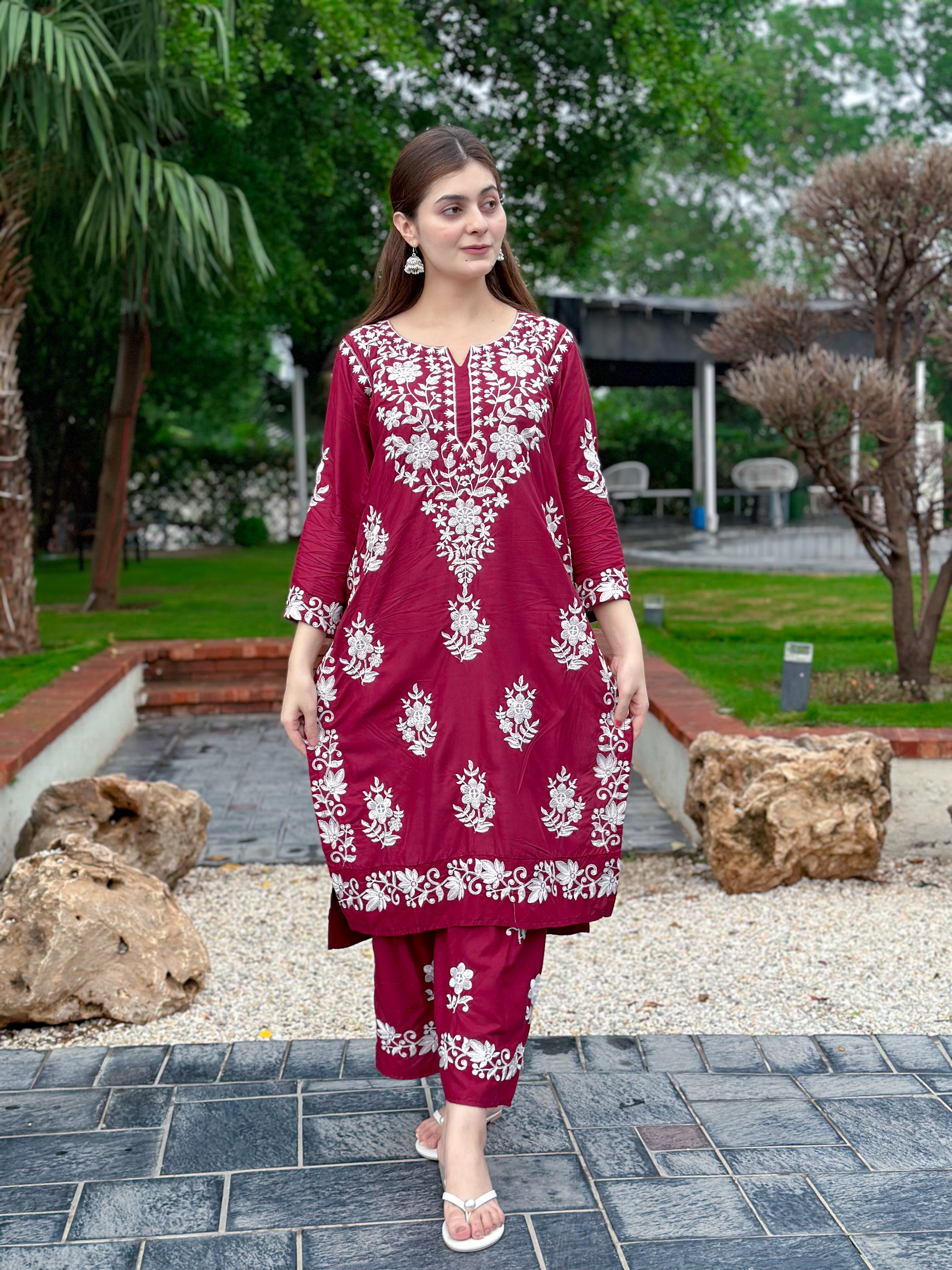 INDIAN CHIKANKARI LONG LENGHT 2Pc